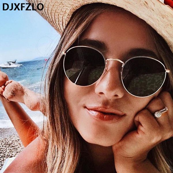 

djxfzlo luxury sunglasses women/men brand designer glasses lady oval sun glasses small metal frame oculos de sol gafas, White;black