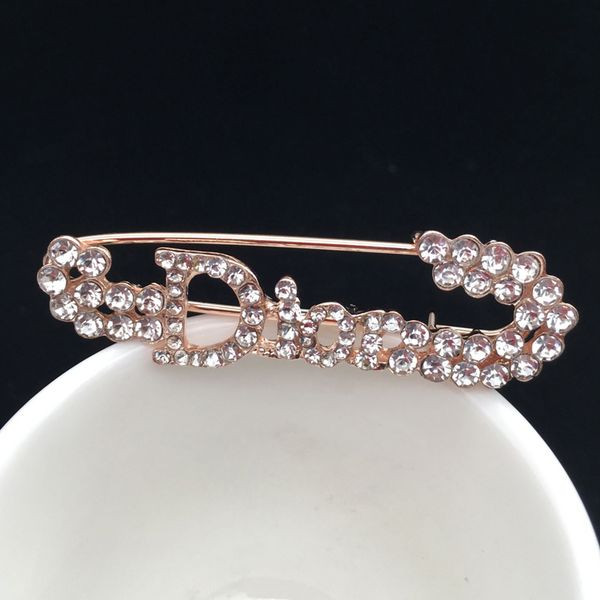 

new quality designer rhinestone word collar english letter brooch ladies western ornament gift fashion accessories, Gray