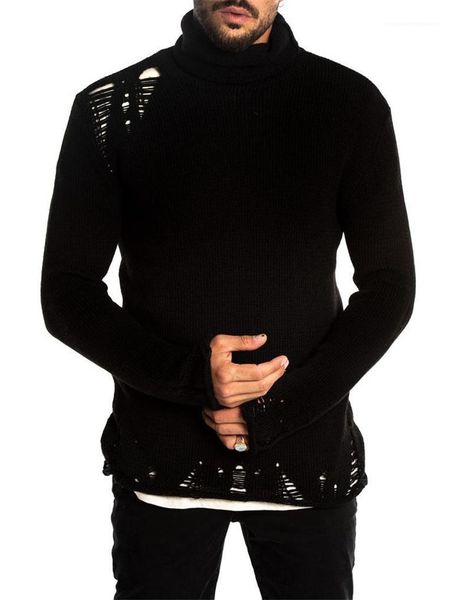 

neck slim mens sweaters casual solid color pullover males clothing hole mens designer sweaters fashion turtle, White;black