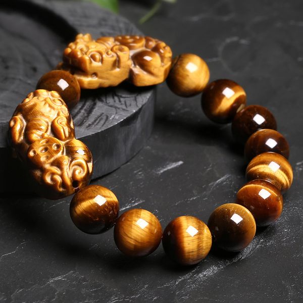 

natural tiger eye stone beads bracelets brave troops lucky beads bracelet pray women men diy accessories gift dropship, Black