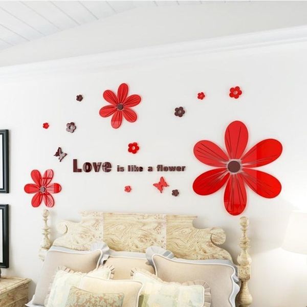 

lagre acrylic flower wall decals home art vinyl decal for sofa wall decor sticker for living room decor wallpaper sticker mural