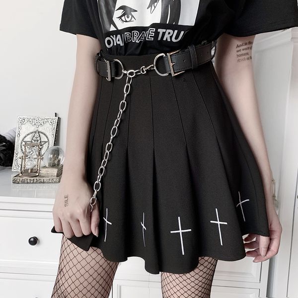 

harajuku punk pu chain belt women gothic fashion elastic waist seal dark black all match streetwear grunge style belt femme, Black;brown