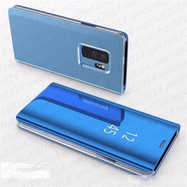 

100pcs smart leather flip stand mirror case cover for samsung galaxy s6 s7 edge s8 s9 s10 plus note 5 8 9 10 plus with package
