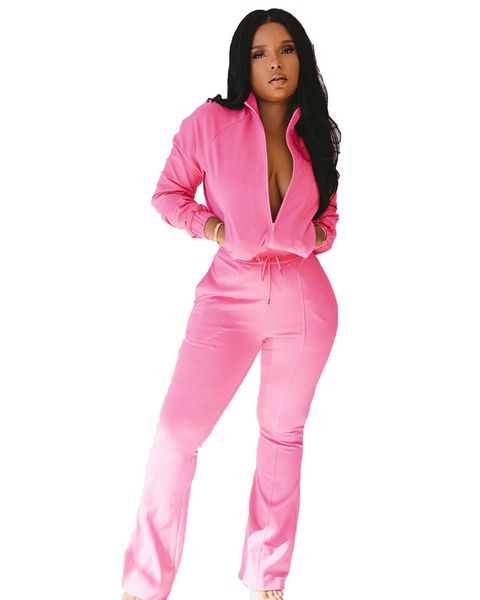 

womens casual two piece pants fashion soild color tracksuits cardigan designer clothing womens set lapel neck, White