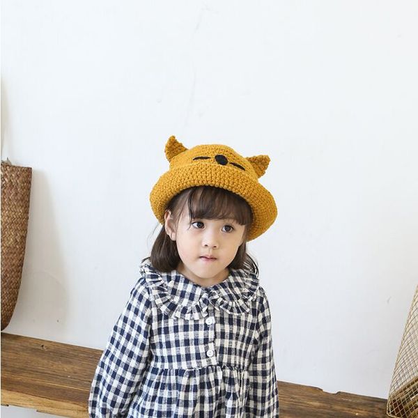 

wide brim hats xeongkvi 2021 spring autumn lovely cat children fedoras caps brand cotton acrylic bucket for boy and girl size 53cm, Blue;gray