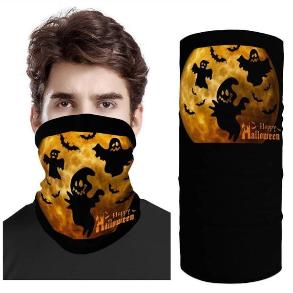 

halloween seamless balaclava magic scarf neck face cover ghost bat with moon head bandana shield headband headwear custom bike, Blue;gray