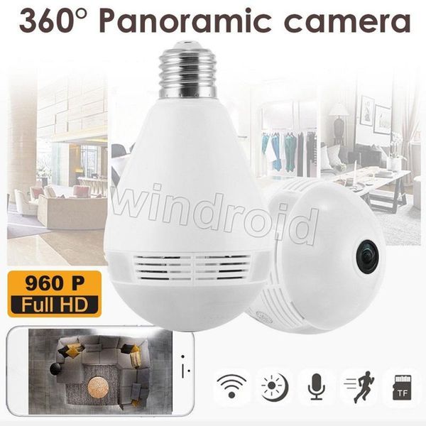 

cgjxsbulb light wireless ip camera wi -fi fisheye 960p 360 degree mini p2p cctv vr camera 1 .3mp home security v380 wifi panoramic baby moni