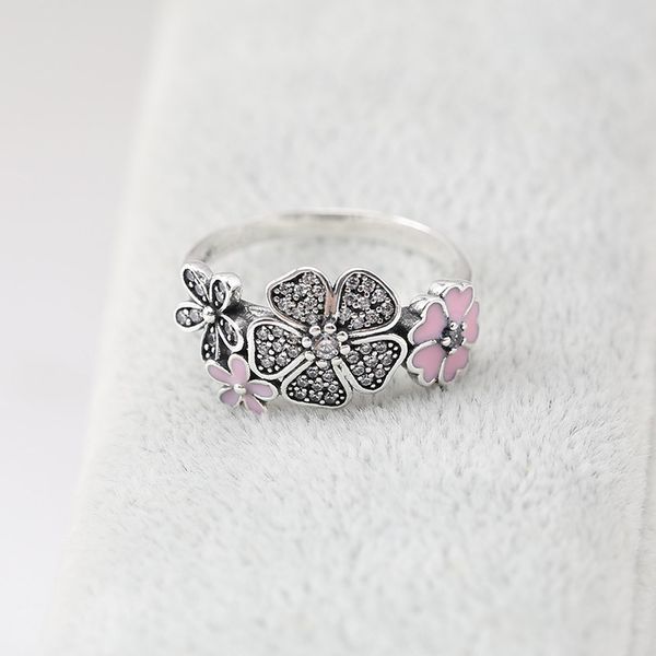

genuine 925 sterling silver cherry blossom match little sparkling daisies compatible with european jewelry, Golden;silver