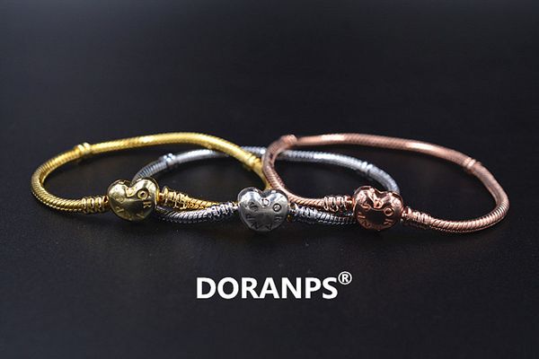 

doranps fashion jewelry 925 original charm beads bracelet for women charm 925 bracelet snake chain jewelries gifts, Black