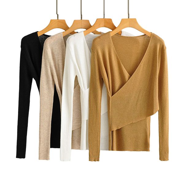 

women's sweaters novalya casual v neck women fashion solid asymmetrical sweater elegant long sleeve female ladies hj, White;black