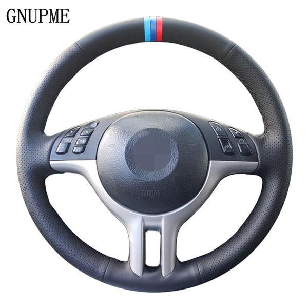 

diy customized hand-stitched black artificial leather car steering wheel covers for bmw e39 e46 325i e53 x5 x3 3 colors stripes