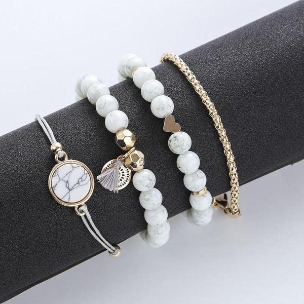 

4pcs/set 2020 popular fashion bracelet female tassel fashion trend female bracelet snap button jewelry charm bracelets, Golden;silver