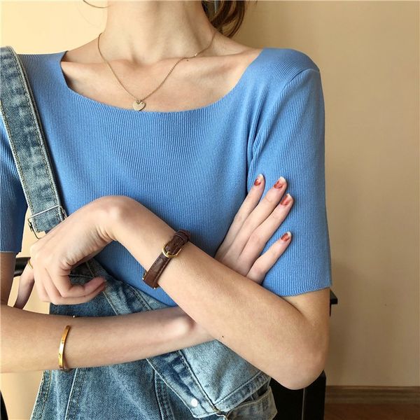 

2020 new fashion women shirts women ribbed t-shirts summer shirts, White