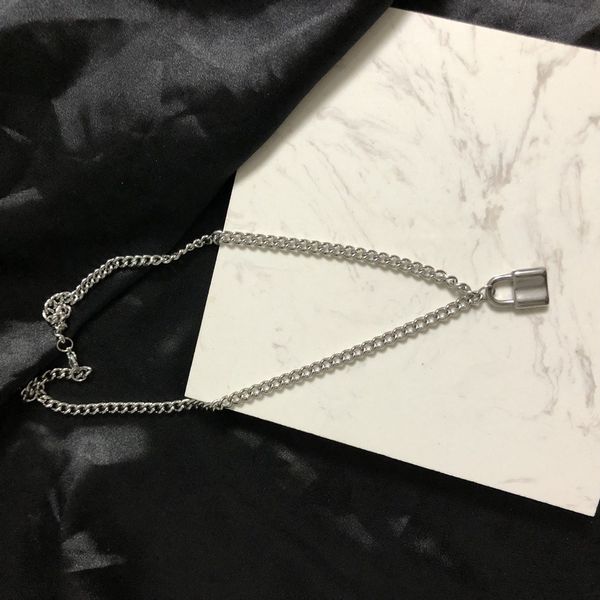 

retro punk metal pendant woman chain key lock geometry couple necklace rock choker, Silver