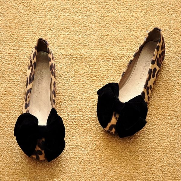 

plus size spring\autumn leather shoes woman flats work classi fashion bowknot female casual ballet ladies shoes, Black