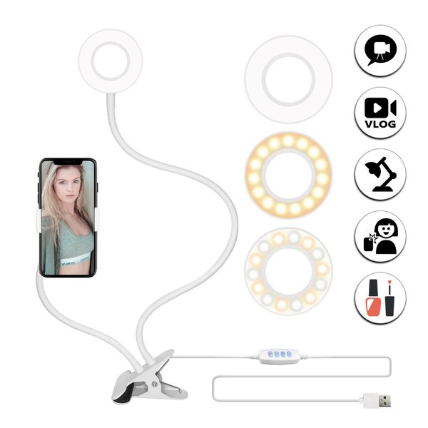 

led ring light deskring lamps shooting studio light with phone holder clip for phone selfie youtube video p makeup