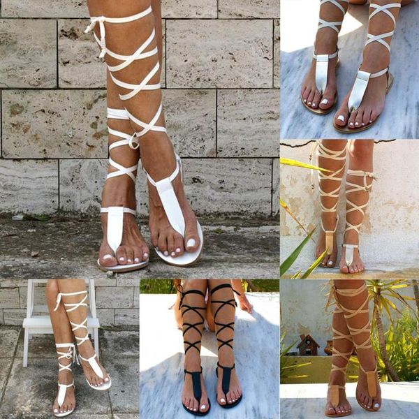 

women sandals summer open-toe strap roman wind straps toe flat sandals shoes large size casual soft female beach d9#, Black