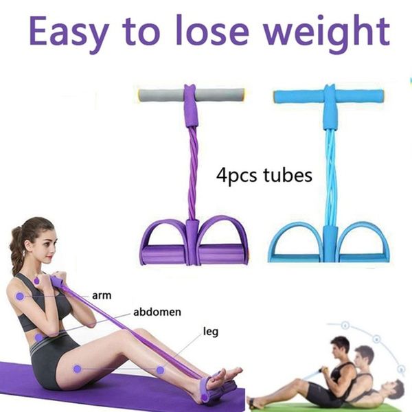 

resistance bands 4tubes rally fitness exercise band rope latex sit up pedal puller leg abdominal for stretch yoga training lose weight