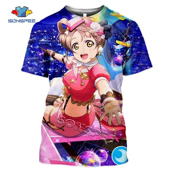 

summer anime girl love live printed 3d print shirts kawaii anime hippie men clothing