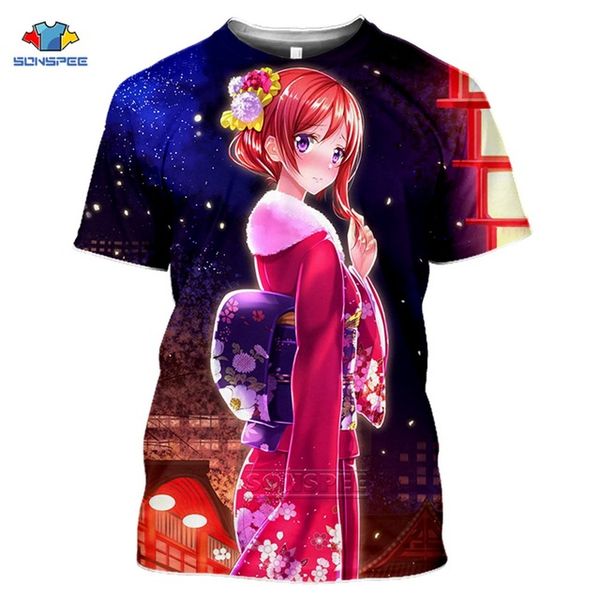 

anime girl love live summer aesthetic pink homme 3d print shirts hentai humor horror men clothing