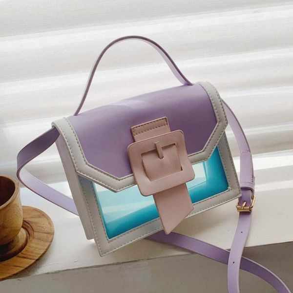 

transparent tote bag square crossbody bag 2020 new pu leather women's designer handbag lock shoulder messenger
