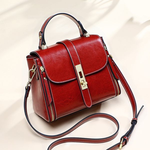 

womens handbag shoulder/crossbody leather bag all-match bag new leather wax 2020 simple ins fashion oiokq