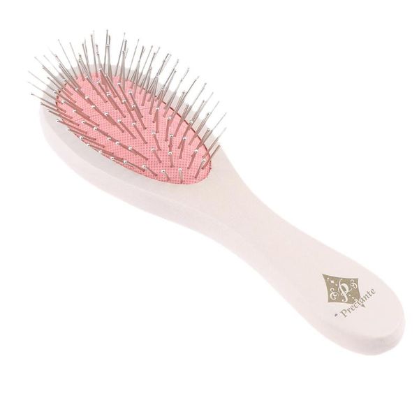 

steel teeth comb oval detangler cushion hairbrush with no-slip handle for styling hairdressing, Silver