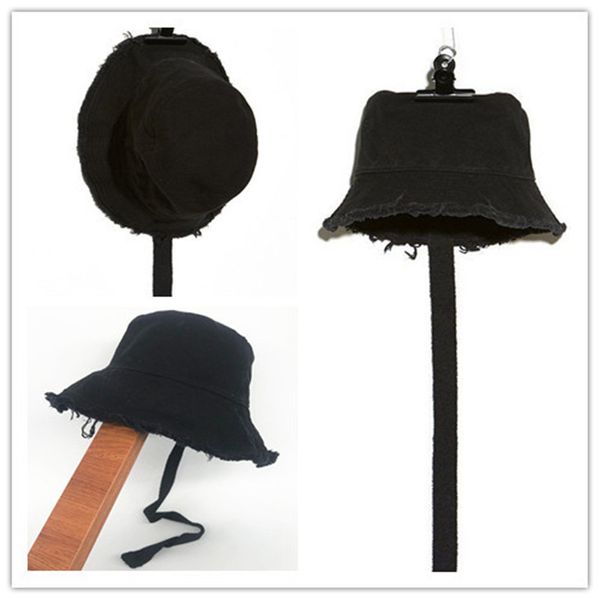 

kpop g- pure cotton washed hand-worn edging sunshade hat flat bucket hat long strip lanyard fans collection y219, Blue;gray