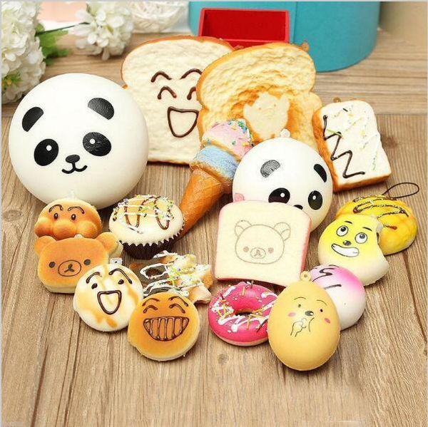 

cake 2019 phone simulation dessert phone keychain buns macaron straps new random strap squishy medium mini cute soft panda lihuibusiness fs, Silver