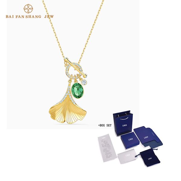 

fashion swa new stunning ginko necklace gold ginkgo leaf green cut romantic fashion female necklace girlfriend gift women, Silver