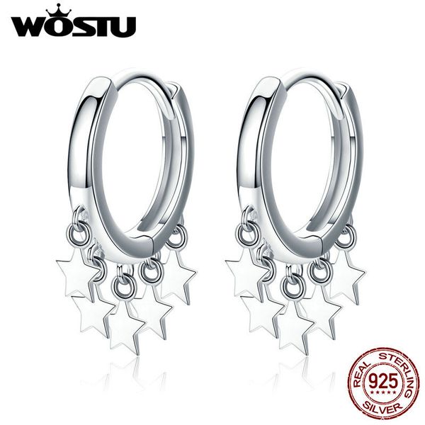 

wostu подлинная 100% 925 стерлингового серебра хооп серьги кисточкой звезды серьги для женщин свадебная мода сивер 925 ювелирных изделий cqe, Golden;silver