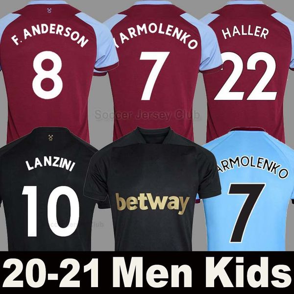 

20 21 west soccer jersey ham 2020 2021 united noble third away black jerseys anderson rice noble men + kids kit 125th football shirts, Black;yellow