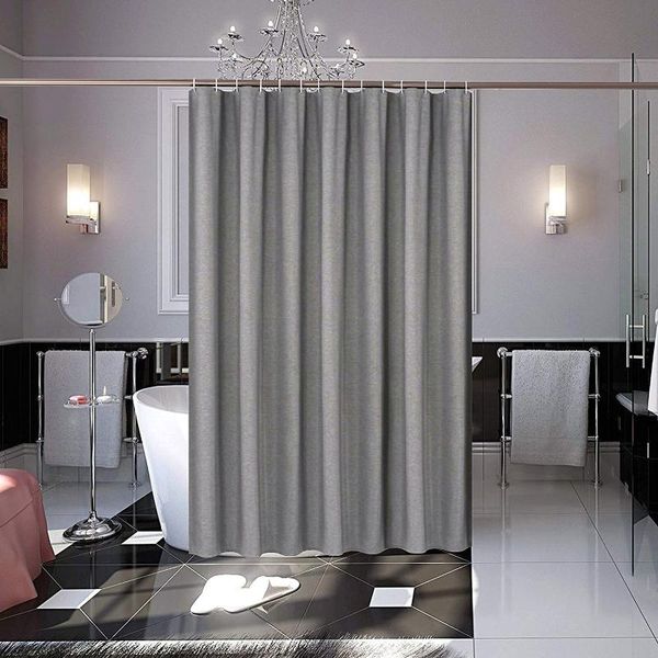 

shower curtains ufriday europe linen-like fabric curtain grey thicken waterproof bath with weighted hem decor bathroom