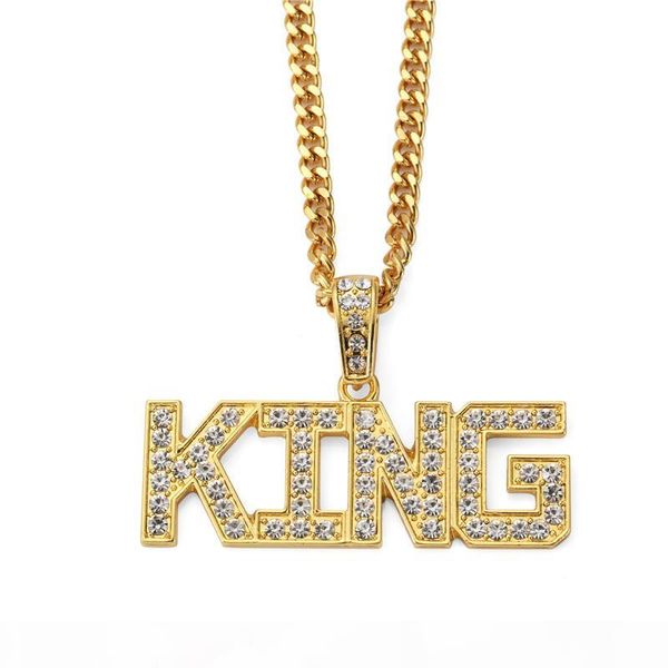 

new fashion letter design pendant zirconia necklace american hip hop black rap jewelry 18k thick gold plated necklace wholesale, Silver