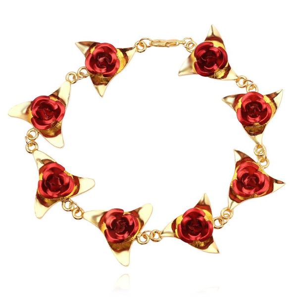 

charm bracelets women rose handwork bracelet trendy flower romantic jewelry wedding gold color for girlfriend lady female gifts, Golden;silver