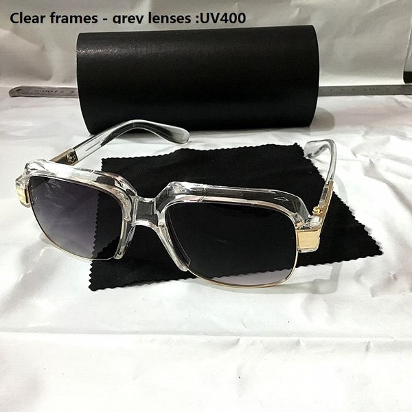 

man big face sunglasses long square half-frame metal glasses transparent frame gray sheet sunglasses, White;black