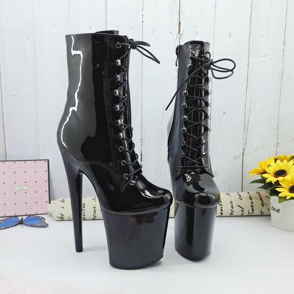 

leecabe shinny black 20cm/8inches pole dancing high heel platform closed toe pole dance boots