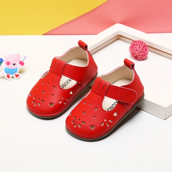 

spring girls hollow red leather shoes 1-3 baby shoes soft bottom toddler princess