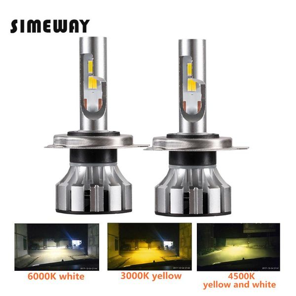 

2pcs tricolor led light h7 h4 h1 h11 9005 9012 d2s car headlight bulbs 3000k 6000k 4300k 90w 11000lm h3 led 9006 auto fog lamp