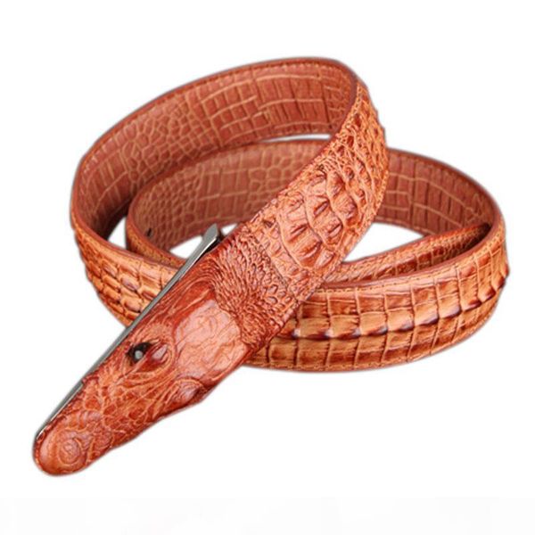 

mens luxury crocodile leather belt men fashion designer belts for men strap ceinture homme male belt, Black;brown