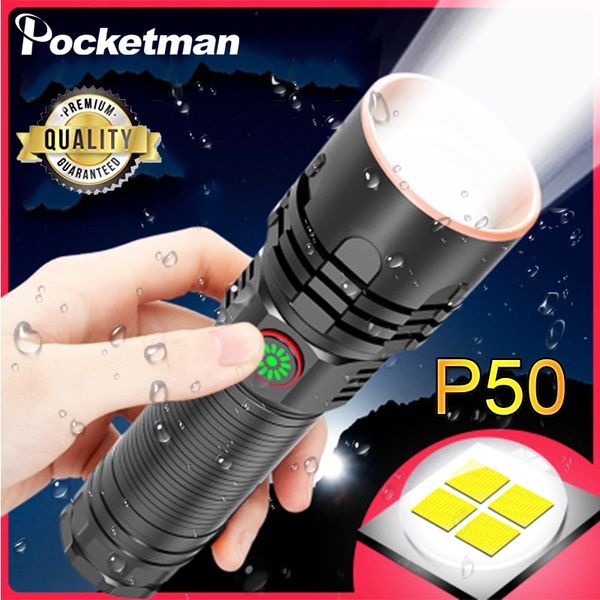 

xhp50 led powerful tactical zoom torch 4 mode usb rechargeable light use 26650 for emergency