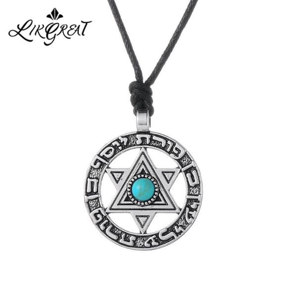 

likgreat vintage solomon seal star of david pendant necklace jewish talisman jewelry hebrew necklace religious accessories gifts, Silver