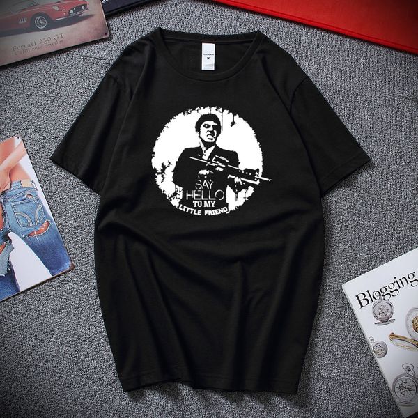 

scarface t shirt hello to my little friend retro movie tee premium cotton short sleeves t- shirt fashion camiseta masculina