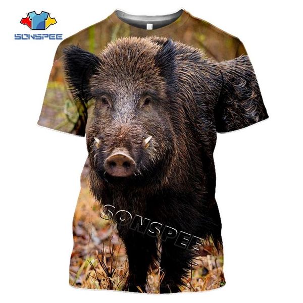 

summer hunting wild boar animals 3d print shirts humor harajuku kawaii men clothing