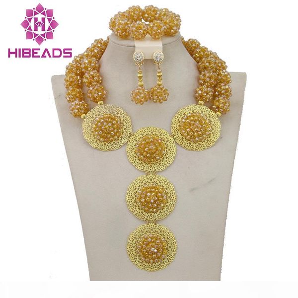 

2017 luxury dubai gold jewelry set african bridal beads balls crystal jewelry set women wb007, Slivery;golden