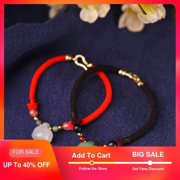 

vintage ethnic lotus bracelet charm bracelet for woman and men couple bracelets & bangles rope chain fashion jewelry new 2020, Red;blue