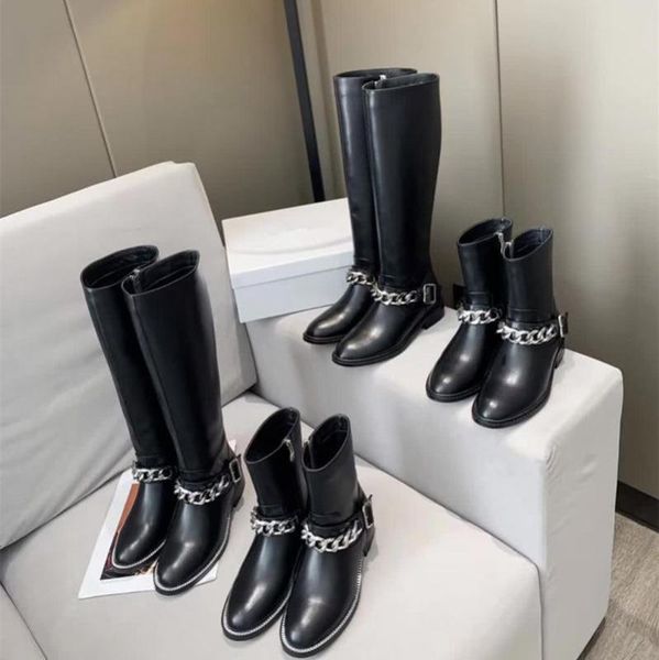 

2020 autumn winter chain boots women long chain boots shoes, Black