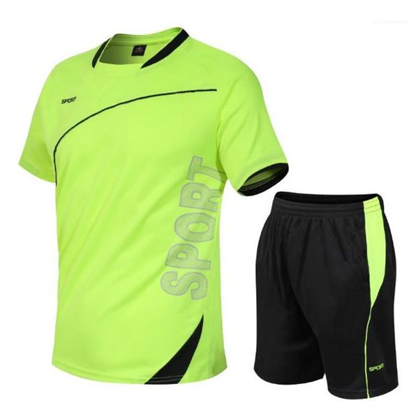 

drying short sleeve o neck 2pcs mens suits slim active male sets summer sports mens tracksuits quick, Gray