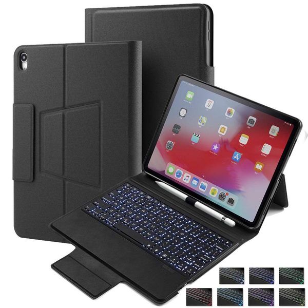 

cgjxskeyboard case backlit for ipad pro 12 .9 2018 with pencil holder stand smart case cover folio with wireless bluetooth keyboard