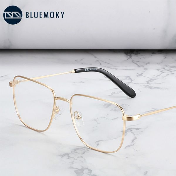 

fashion sunglasses frames bluemoky titanium alloy glasses frame men square myopia prescription eyeglasses business style optical korean eyew, Black